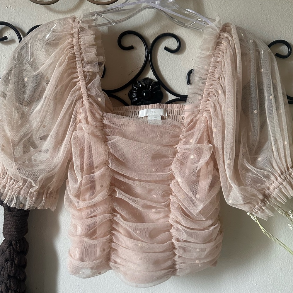 H&M Ruched Ruffled Blouse